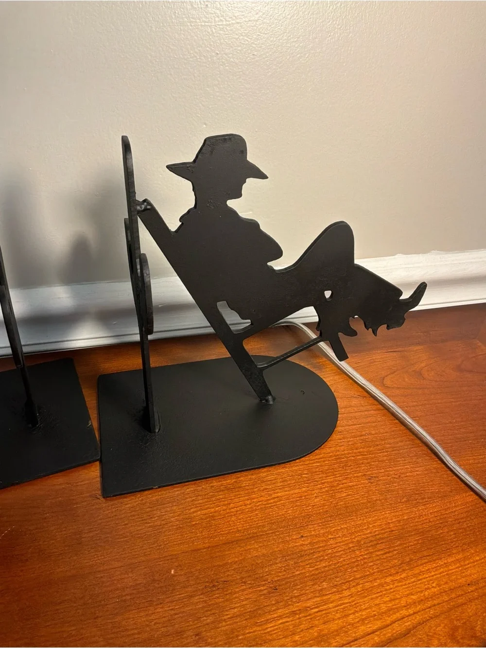 Rustic Black Cowboy Silhouette Bookends/Door Stoppers-Western Metal Set
